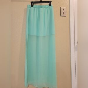 Women Express Flowy Aqua Blue Maxi Skirt size S